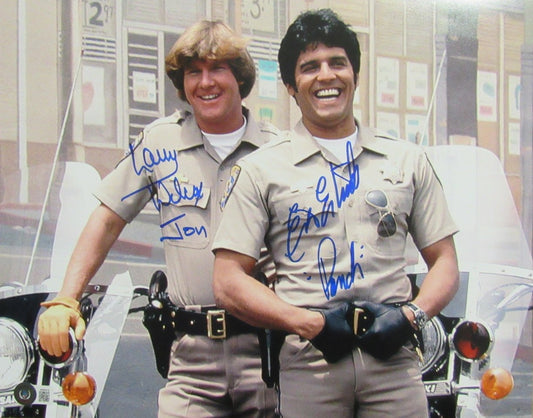 Larry Wilcox/Erik Estrada Dual-Signed/Inscr 11x14 Photo "Chips" Beckett 183371