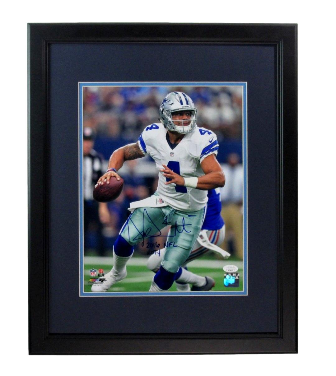 Dak Prescott Signed/Inscribed 11x14 Photo Dallas Cowboys Framed JSA 188780