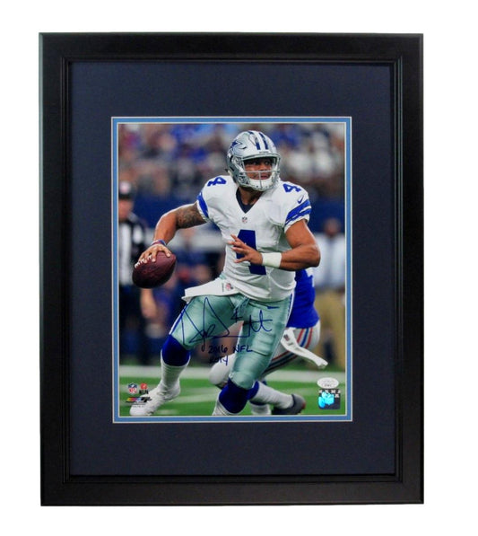 Dak Prescott Signed/Inscribed 11x14 Photo Dallas Cowboys Framed JSA 188780