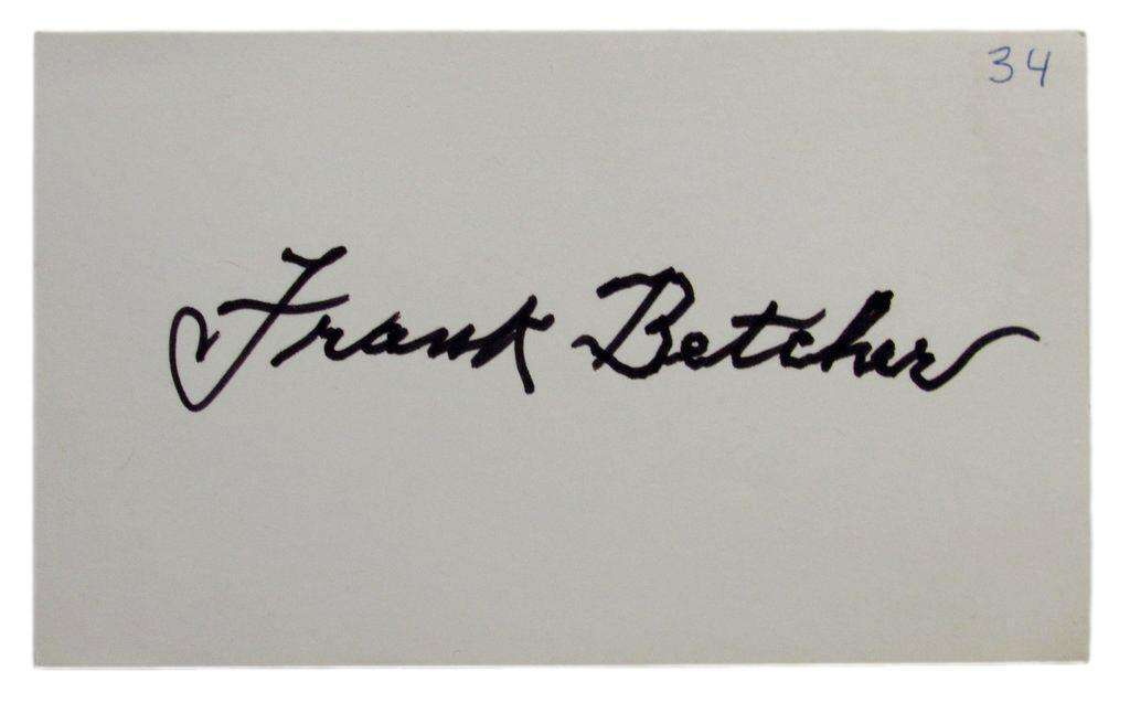 Frank Betcher 1910 St. Louis Cardinals Autographed/Signed 3x5 Index Card