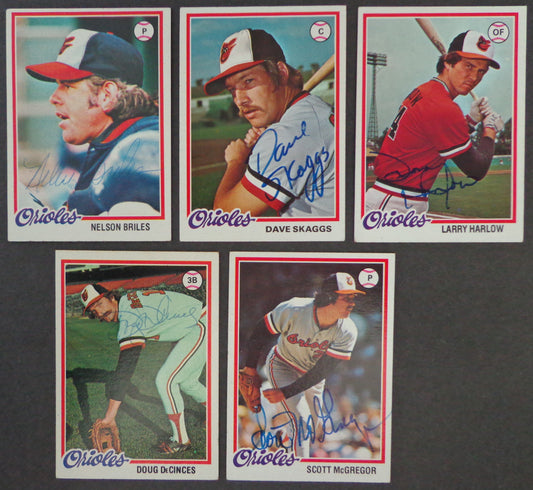 Lot of (5) Baltimore Orioles Autographed 1978 TOPPS Baseball Cards 183164