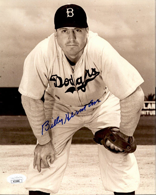 Billy Herman HOF Autographed 8x10 Photo Brooklyn Dodgers  JSA