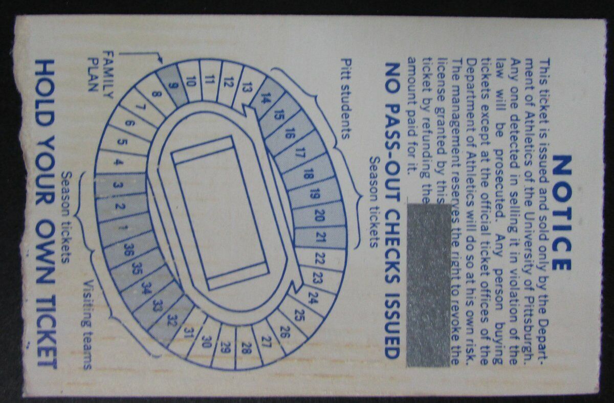 1970 Pitt Panthers vs. UCLA Ticket Stub  9/19/70 at Pitt Stadium 145438