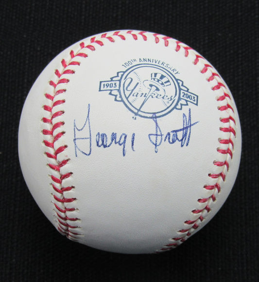 George Scott Signed/Auto Yankees 100th OML Baseball JSA  186923