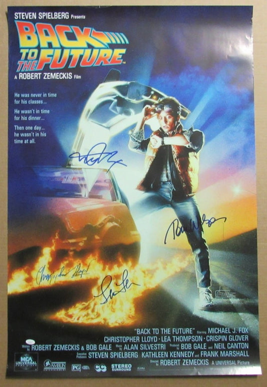 "Back to the Future" Multi-Autographed by 4 Actors 27x40 Movie Poster JSA