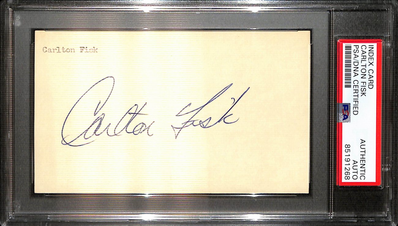 Carlton Fisk HOF Signed/Auto 3x5 Index Card Boston Red Sox PSA/DNA 187234