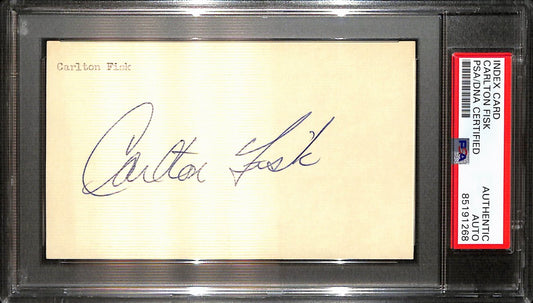 Carlton Fisk HOF Signed/Auto 3x5 Index Card Boston Red Sox PSA/DNA 187234