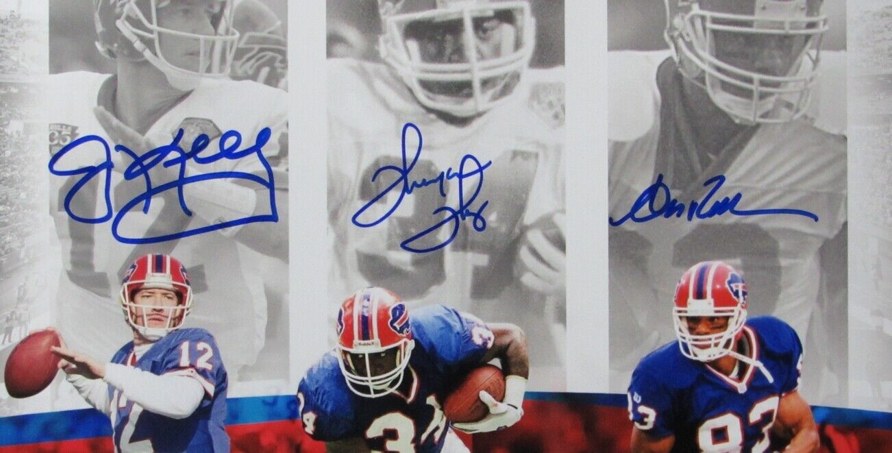 Jim Kelly/Thurman Thomas/A Reed HOF Bills  Signed 16x20 Photo Framed JSA 158846