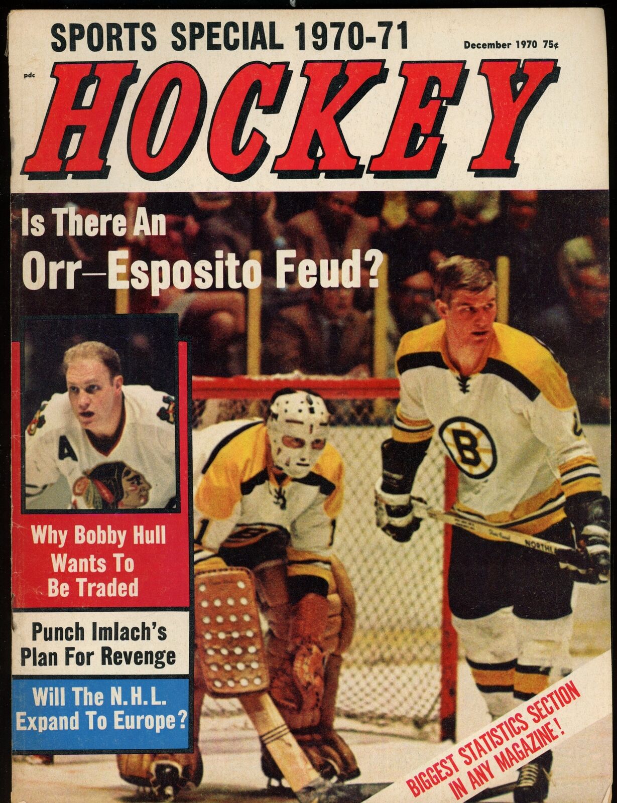 December 1970 Hockey Magazine Bobby Hull Bruins on Cover 178059