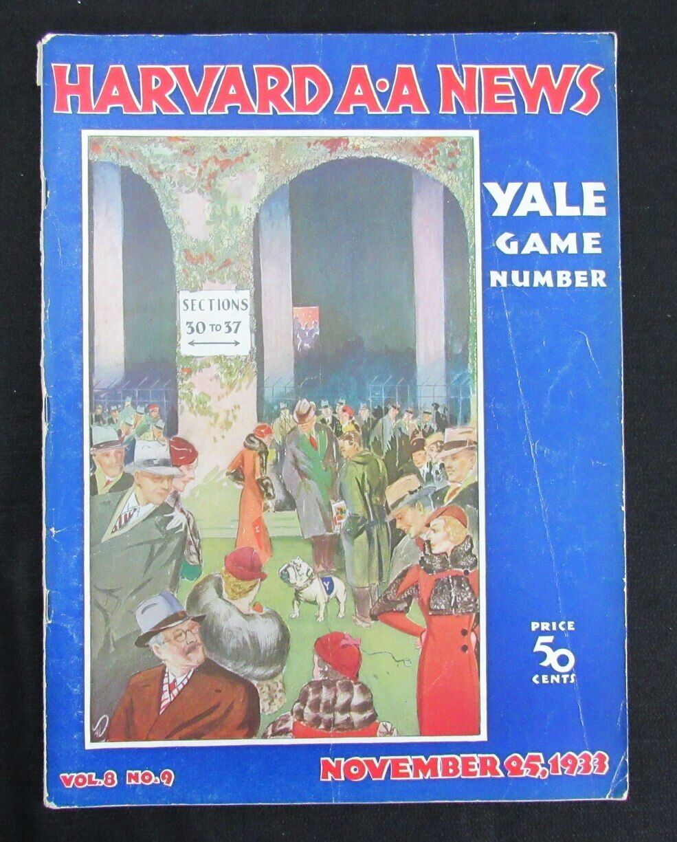 Harvard A A News November, 25, 1933 Harvard vs. Yale Football Program 181800