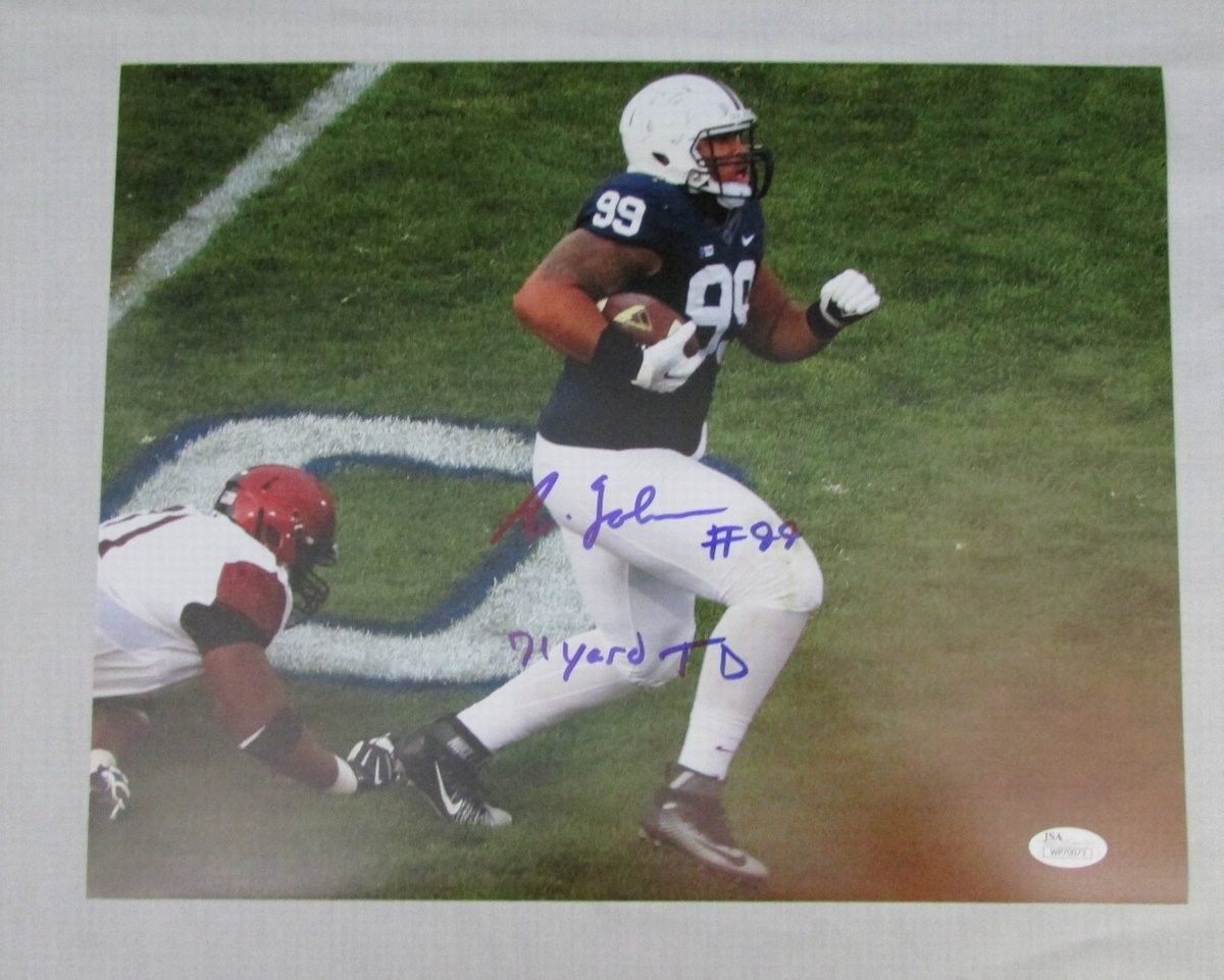 Austin Johnson PSU "71 Yard TD" Autographed/Signed 11x14 Photo JSA 134019