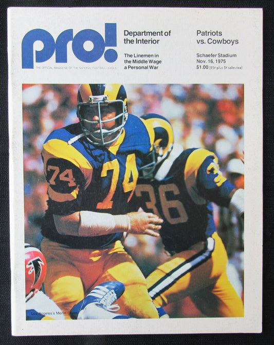 New England Patriots 1975  Pro! Magazine 11/16 vs. Cowboys Game Program 181373