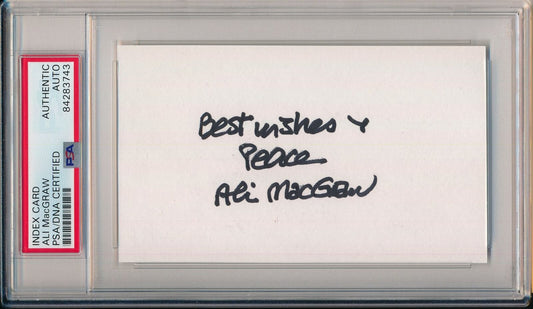 Ali MacGraw Actress Signed/Inscribed 3x5 Index Card PSA/DNA 157246