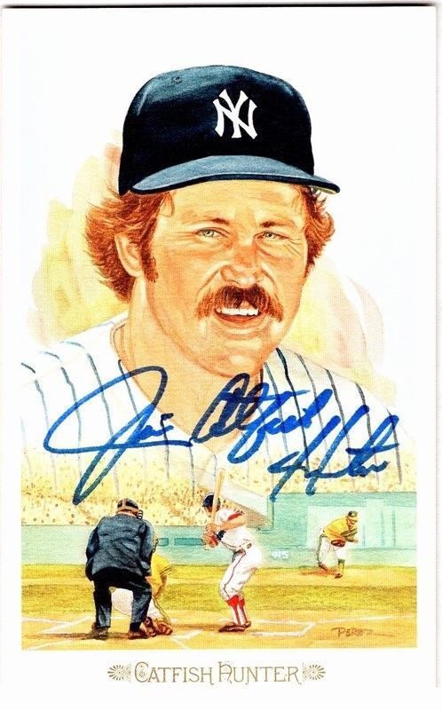 Jim Catfish Hunter Autographed/Signed Perez Steele Celebration  Post Card 130262