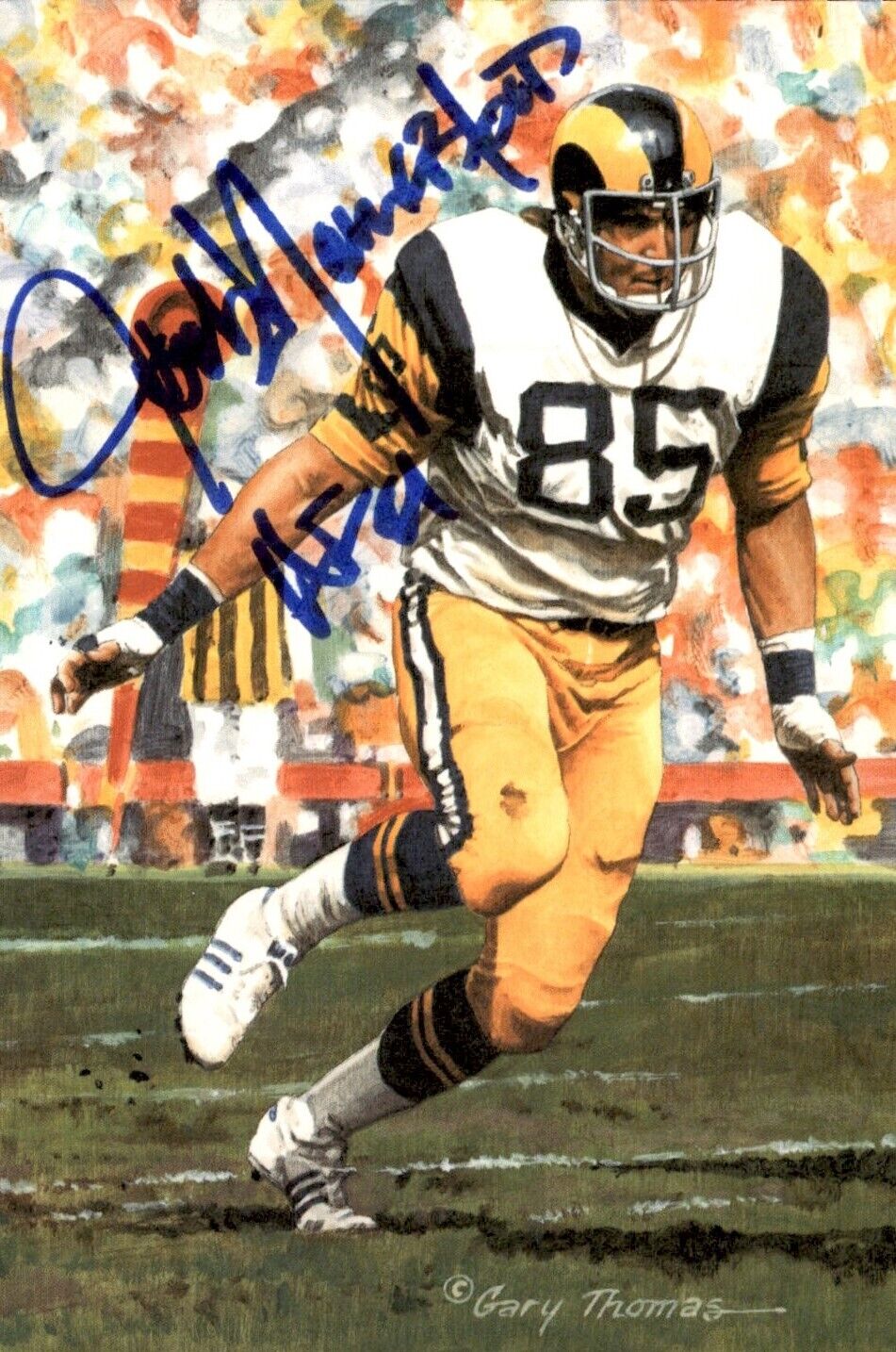 Jack Youngblood HOF Autographed/Inscribed Goal Line Art GLAC Postcard Rams JSA