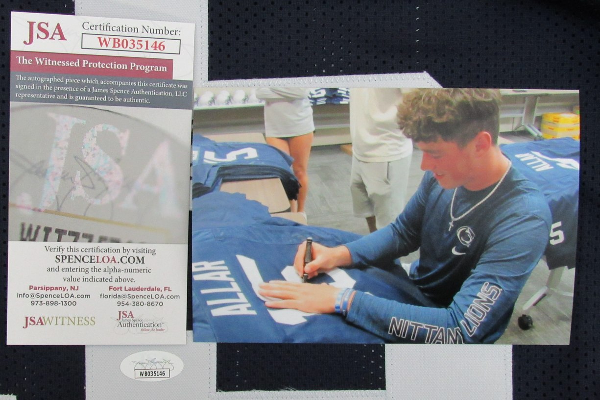 Drew Allar Autographed Blue Custom Football Jersey Penn State JSA 182884