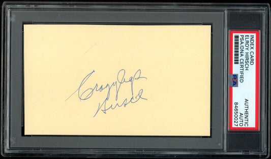 Elroy Hirsch HOF Autographed 3x5 Index Card Los Angeles Rams PSA/DNA