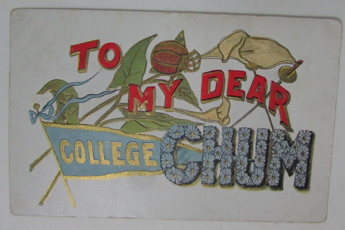 1909 TO MY DEAR COLLEGE CHUM Vintage Football Postcard 148873