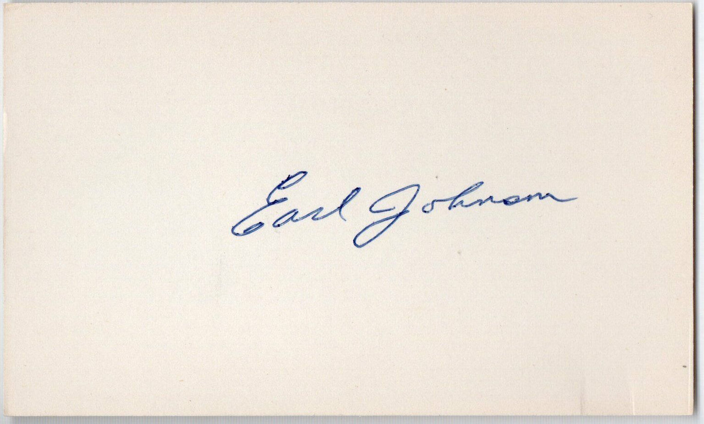 Earl D. Johnson (d.1994) Red Sox/Tigers 1940-51  signed 3x5 Index Card 145575