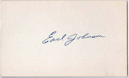 Earl D. Johnson (d.1994) Red Sox/Tigers 1940-51  signed 3x5 Index Card 145575