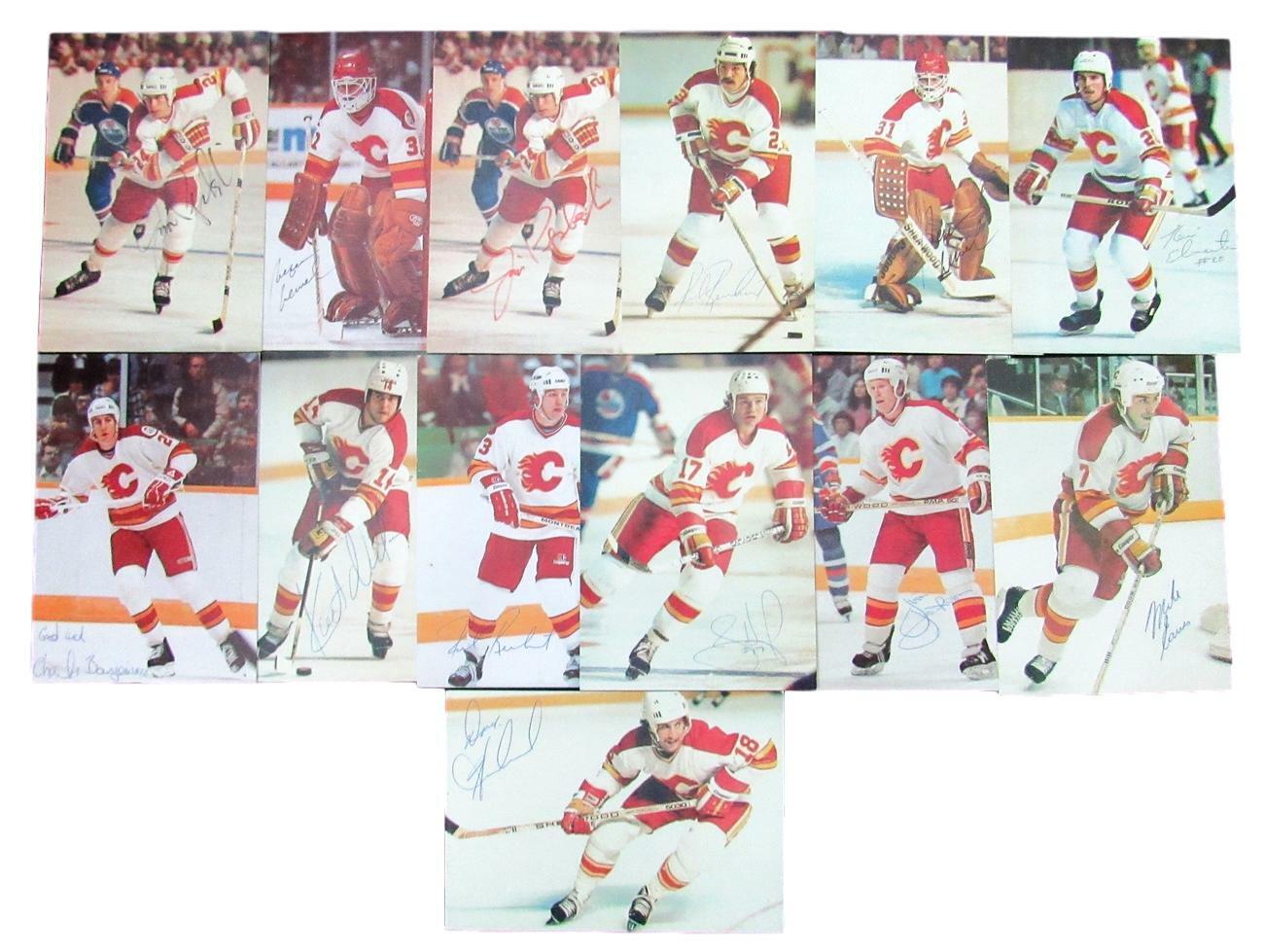 Lot of 13 1984 Calgary Flames Signed 4x6 Postcards incl Nilsson, Lemelin 150133