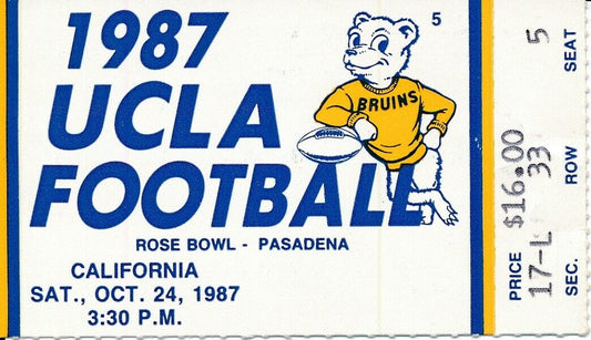 1987 UCLA Bruins vs. USC Trojans Football  Ticket TROY AIKMAN 148643