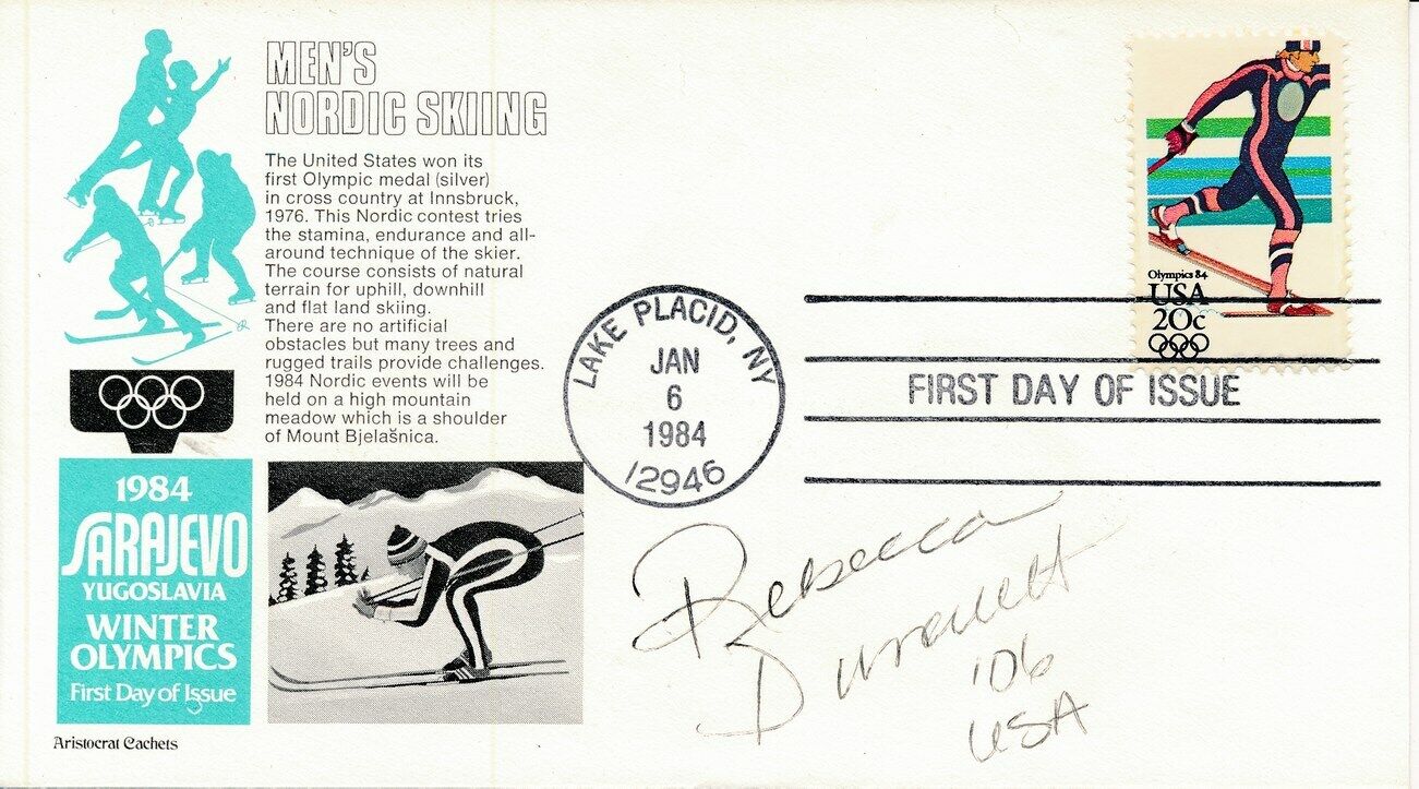 Rebecca Dussault Olympic X Country Skier Signed 1984 First Day Cover/FDC 151296