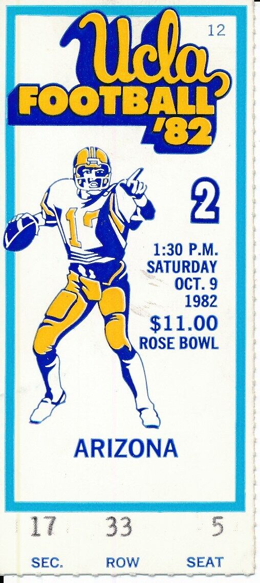 1982 UCLA Bruins vs. University of Arizona Football Game Ticket Stub 148665