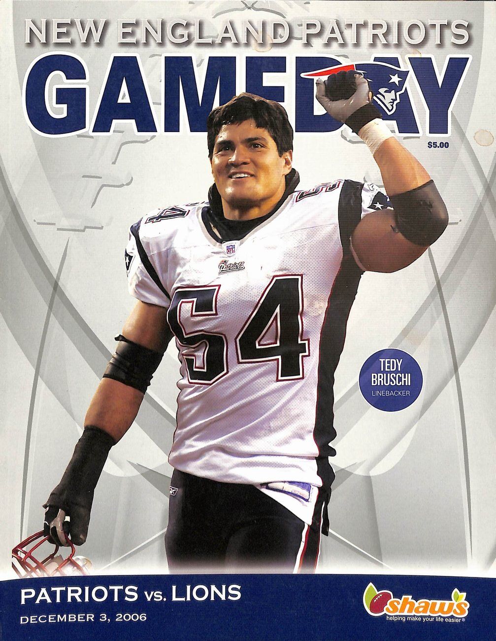 2006 12/3 Patriots vs. Lions Football NFL Game Program Tom Brady 178331