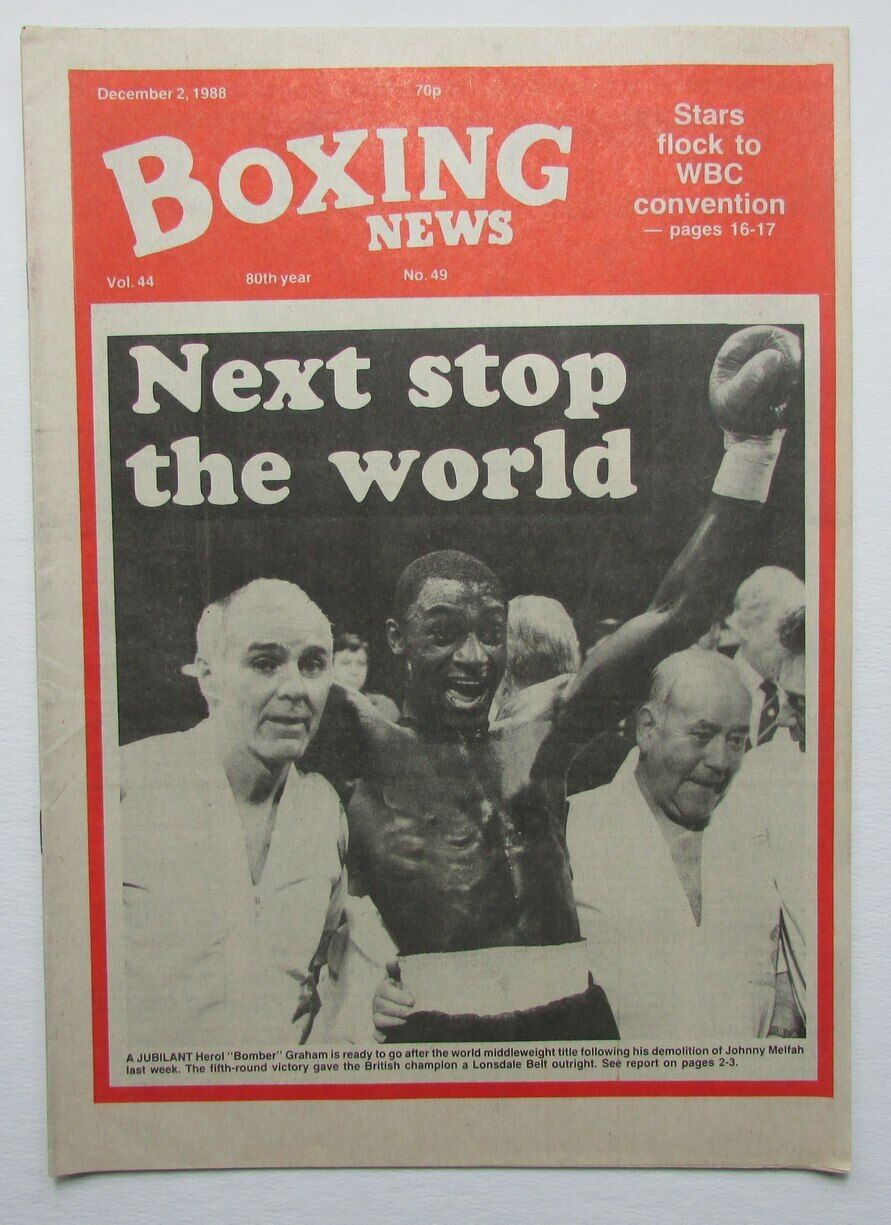 December 2, 1988 Boxing News Magazine Herol "Bomber" Graham