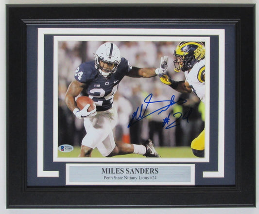Miles Sanders Penn State Signed/Autographed 8x10 Photo Framed Beckett 146689