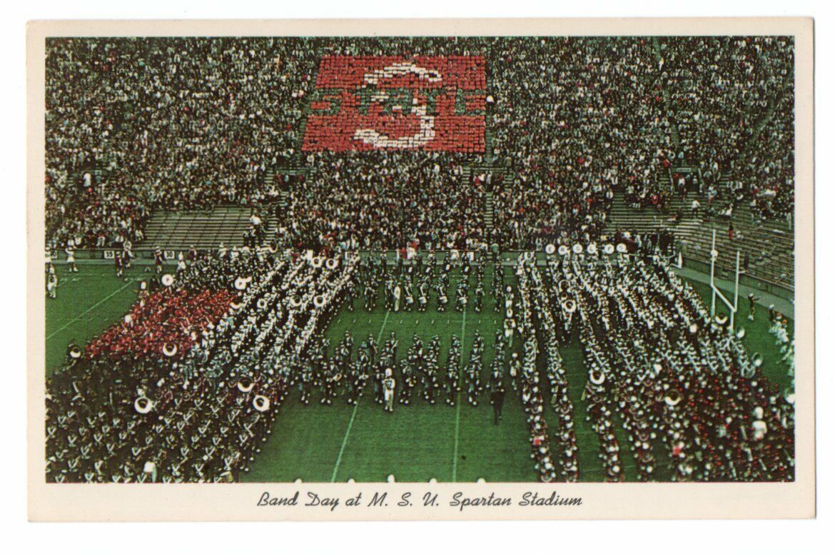 Band Day Spartan Stadium Michigan State University East Lansing MI Postcard