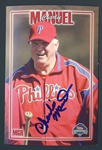 Charlie Manuel Philadelphia Phillies Signed 4x6 Postcard PSA/DNA S18858