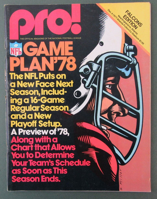 1977 Pro! New England Patriots vs. Atlanta Falcons Program 12/04