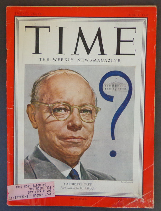 Time Magazine Vol LIX No 22 January 31, 1949 Robert A. Taft 183498