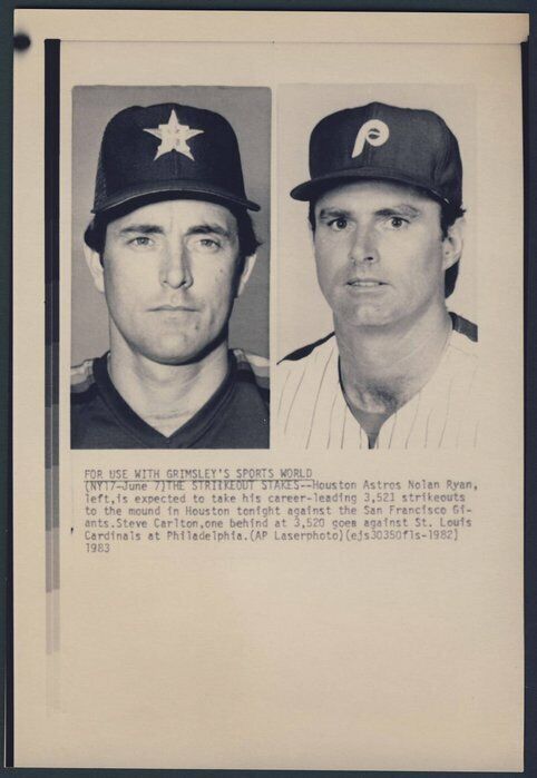 Nolan Ryan/Steve Carlton Wire Photo 1983 121514