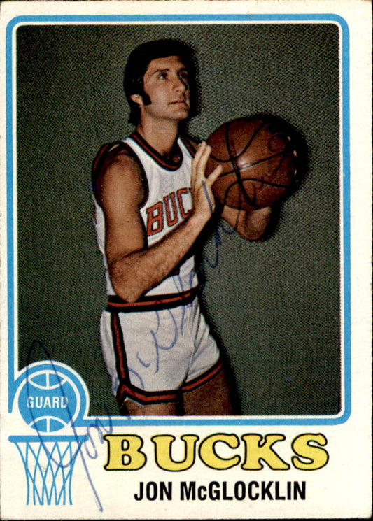 Jon McGlocklin Autographed 1973-74 TOPPS Basketball Card #123 Bucks 182931