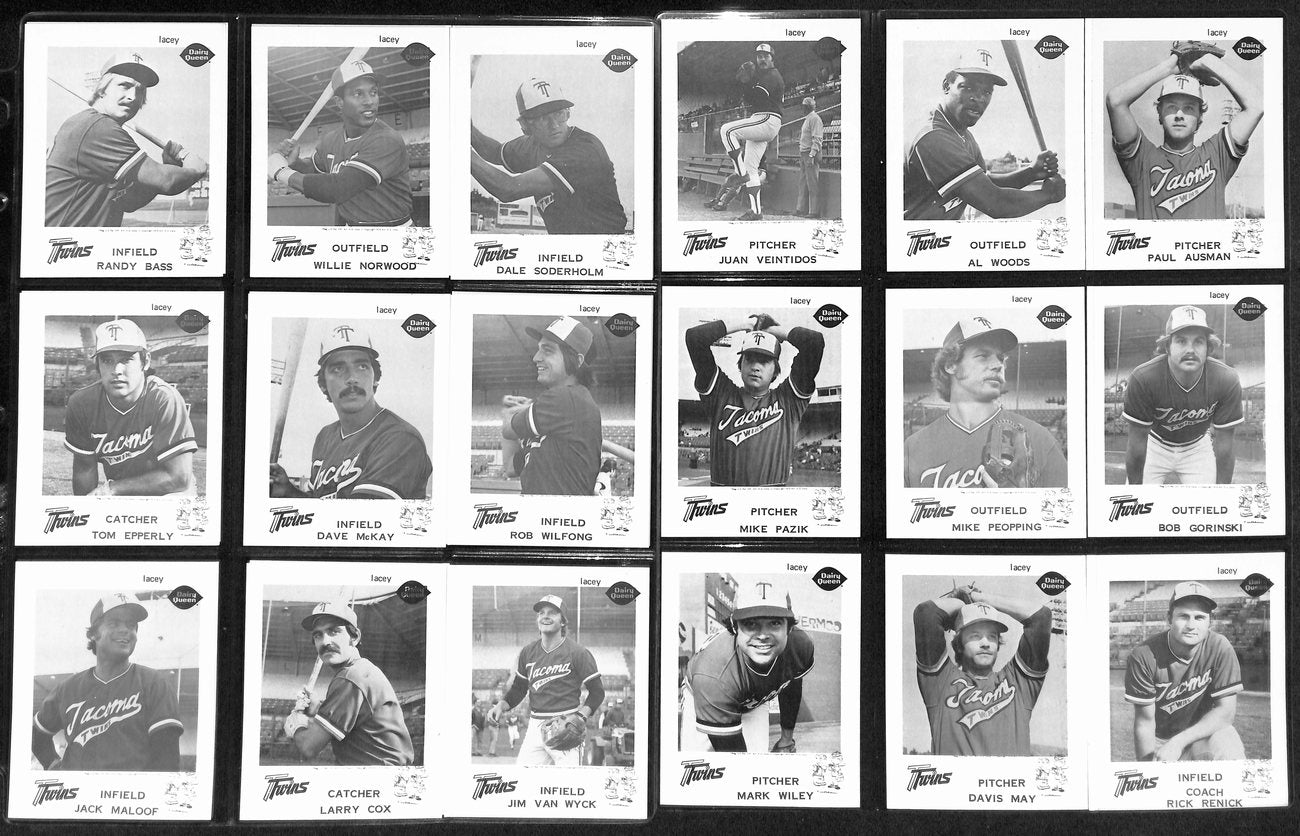 1975 Dairy Queen Baseball Tacoma Twins Complete Team Set (25/25) Cards 189371
