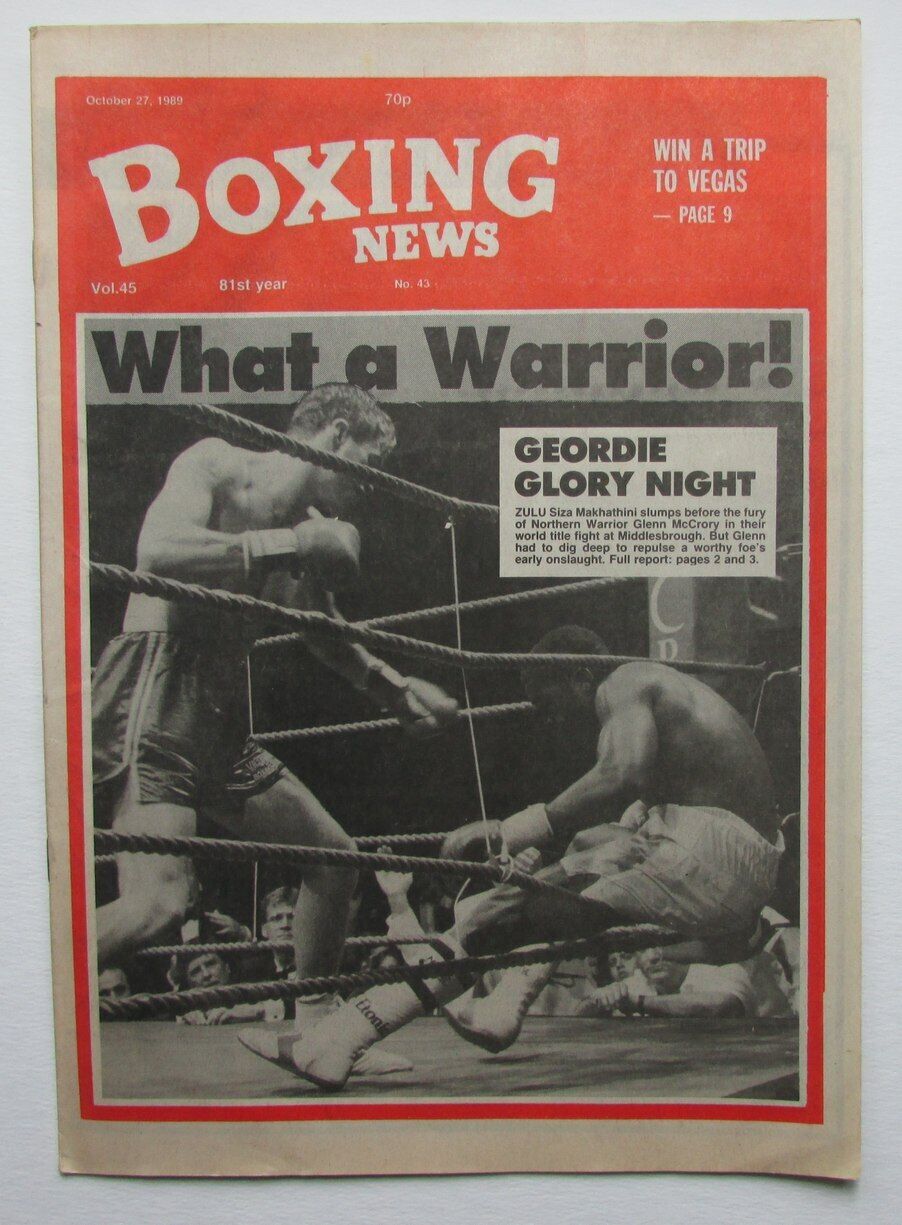 October 27, 1989 Boxing News Magazine Glenn McCrory Zulu Siza Makhathini