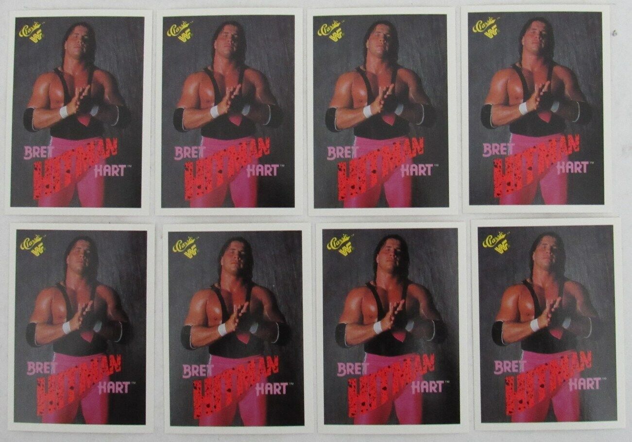 Lot of 8 Bret Hitman Hart 1990 Classic Games Titan Sports Card #37 158192