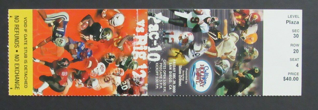 2000 Holiday Bowl College Football Game Ticket Stub Oregon vs. Texas