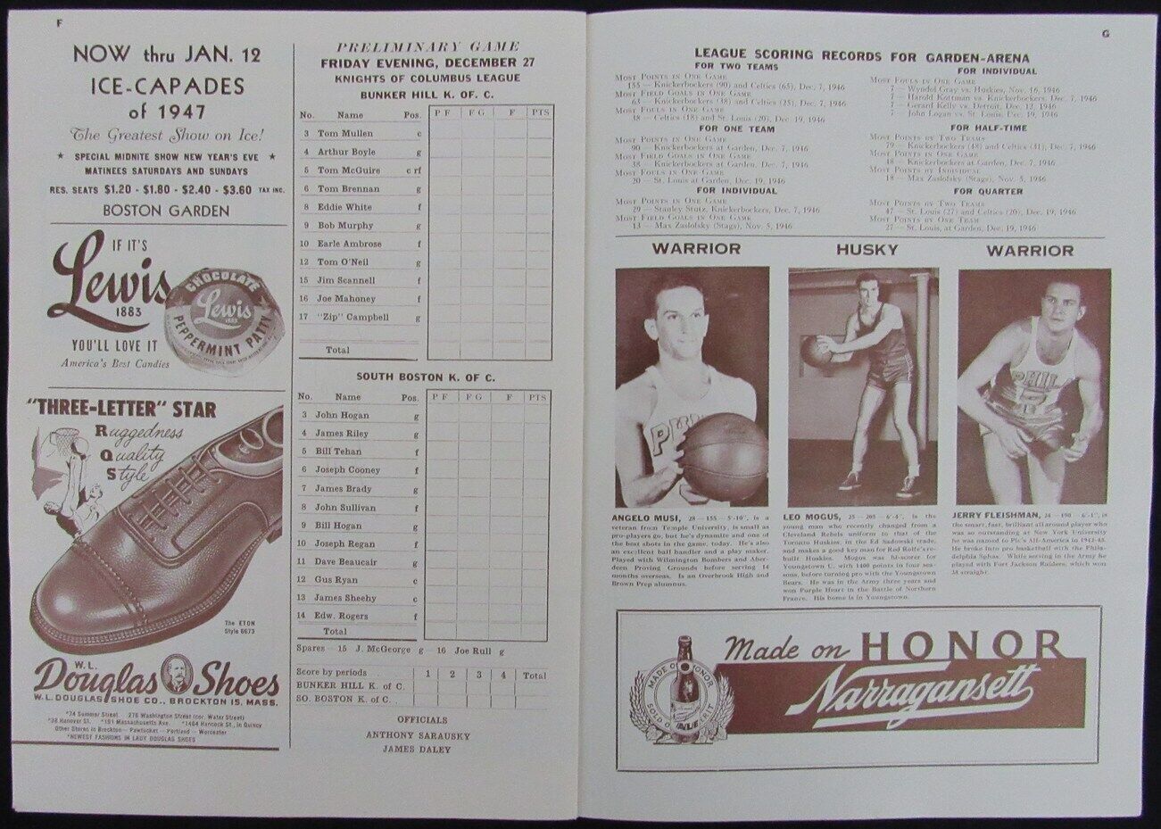 Vintage 1946 Boston Celtics vs. Philadelphia Warriors Game Program 176879