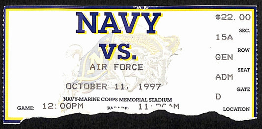 October 11, 1997 Air Force vs. Navy College Football Game Ticket Stub 190211