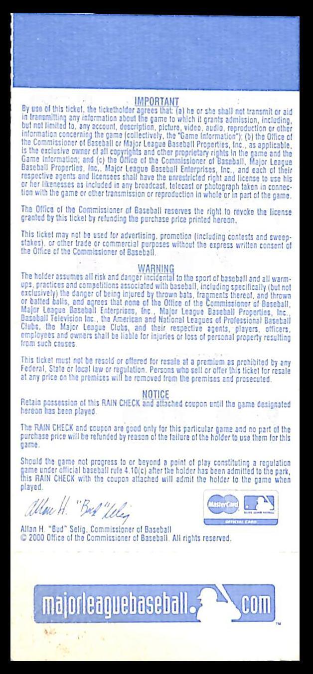 October 14, 2000 NLCS Game 3 Ticket Stub Mets vs. Cardinals 179662