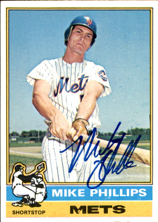Mike Phillips Autographed 1976 TOPPS Card #93 New York Mets 183483