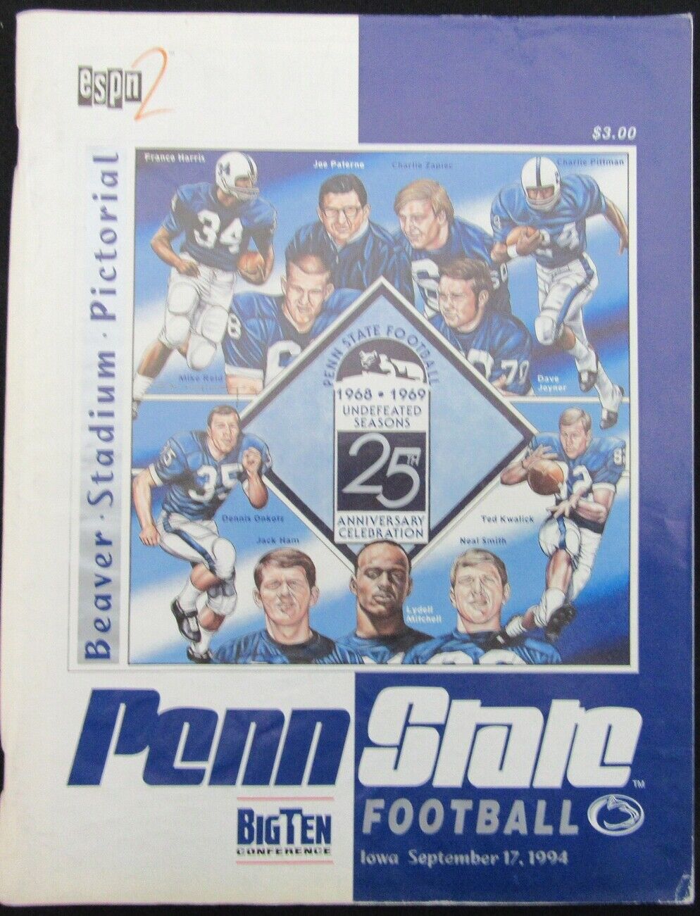 1994 Penn State vs. Iowa College Football Program 9/17/94 '68 Undefeated 157747