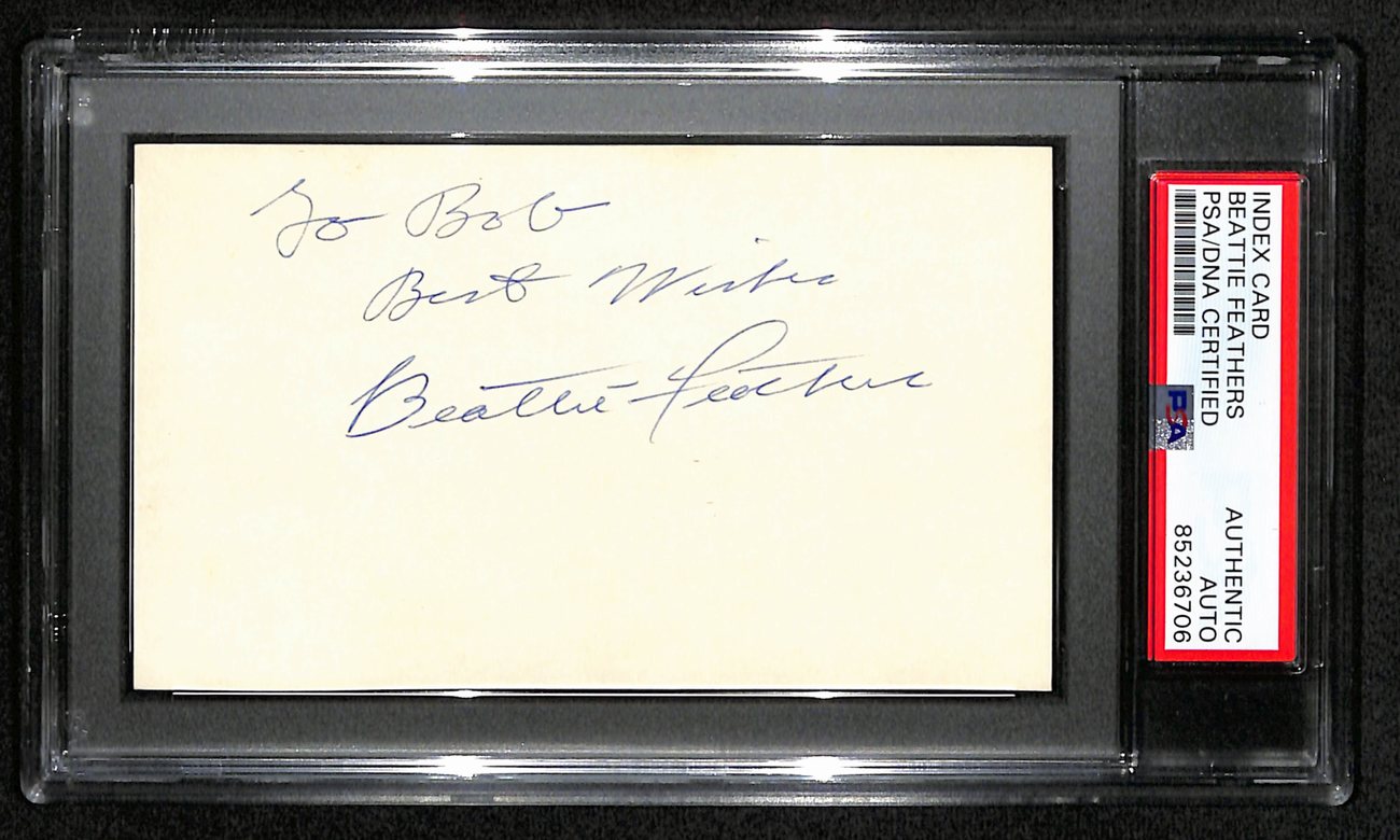 Beattie Feathers CFB HOF Signed/Inscr 3x5 Index Card Tennessee PSA/DNA 189033