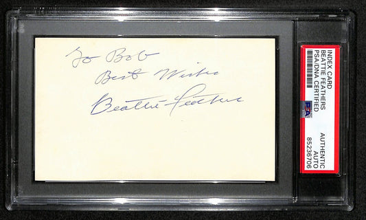 Beattie Feathers CFB HOF Signed/Inscr 3x5 Index Card Tennessee PSA/DNA 189033