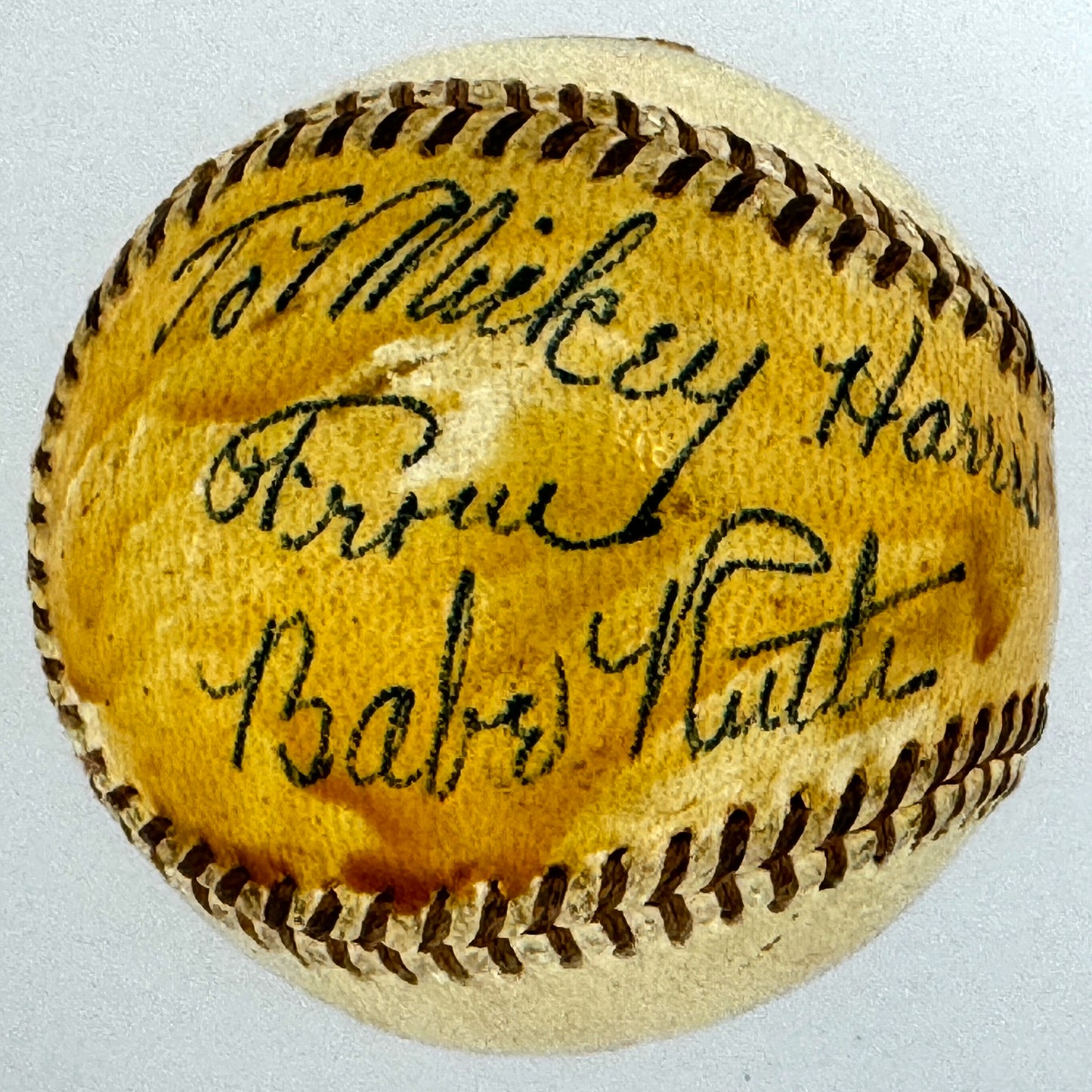 Babe Ruth HOF Signed/Inscribed to Mickey Harris OAL Baseball Beckett 191824