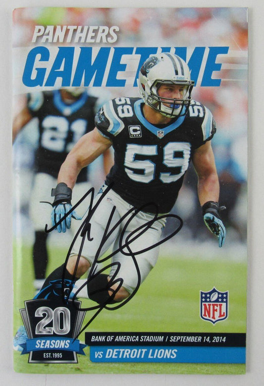 Luke Kuechly  Carolina Panthers Signed Football Program vs. Lions 9/14/14 JSA